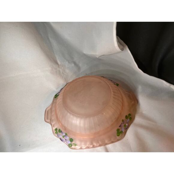 Vintage Pink Satin Glass with Hand Painting - Picture 5 of 12